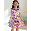 Girls Crew Neck A-line Dress, All-over Print of HAPPYBIRTHDAY Cake Letters, Perfect for Parties and Birthday Gifts.