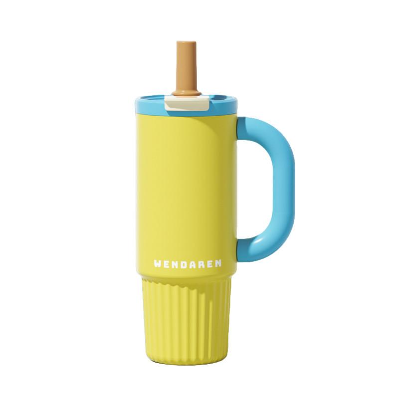 

Insulated Mug With Handle And Straw For Home Office Travel Enthusiasts Ocean Blue