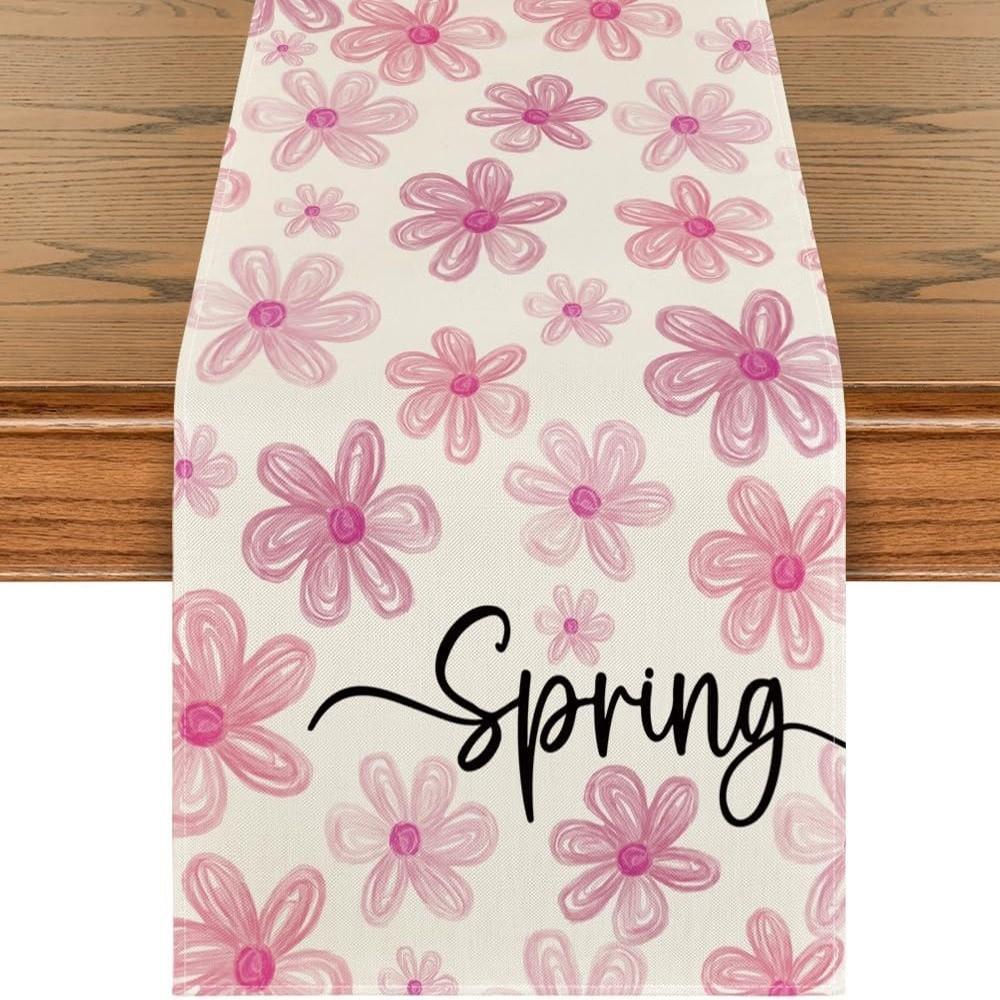 

Floral Pattern Dinning Table Runner Fresh Style Table Flag Linen Table Runner Holiday Party розовый