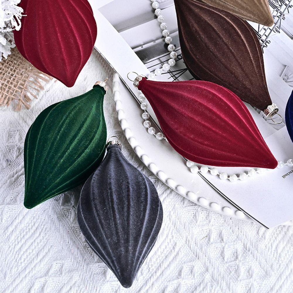 2pcs Shatterproof Velvet Christmas Cone Ball Pendant Xmas Tree Ornaments Home New Year Decorations