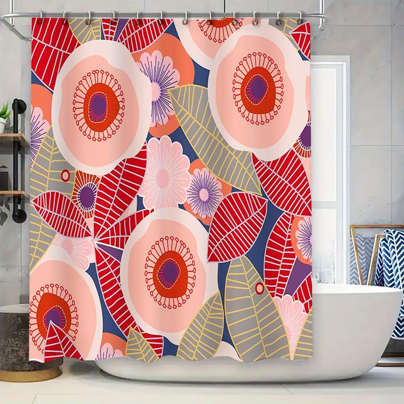 

Floral Shower Curtain Botanical Print Waterproof Bathroom Decor Vintage Flower Pattern Fabric Backdrop Washable Liner W60H190(CM)-1 Pcs