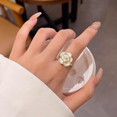 Vintage Kamelien-Verstellbarer Blumenring für Damen - Trendiger Internet-Promi-Stil