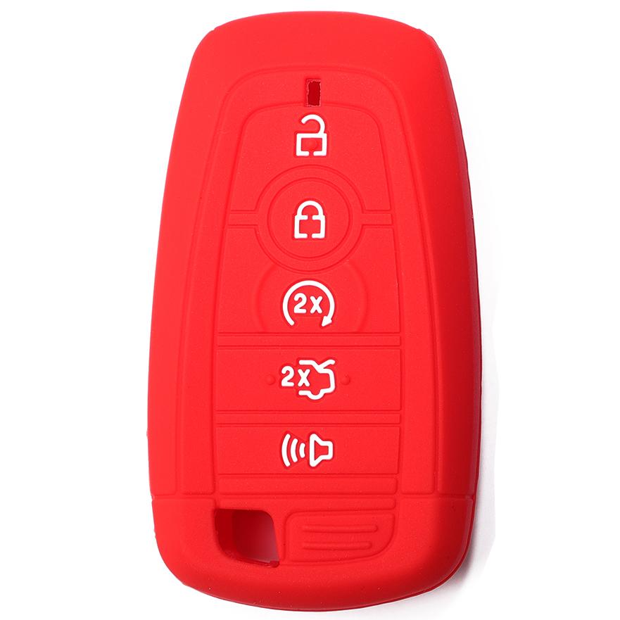 Key Fob Silicone TPU Cover Protective Case Fits for Ford F150 Edge Mustang Fusion Ecosport Explorer Expedition 5 Button