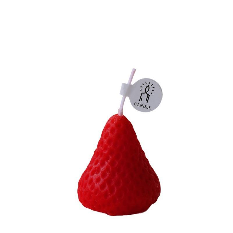 Strawberry-Scented Soy Wax Candle: Creative Fruit-Shaped Home Decor & Birthday Party Favor