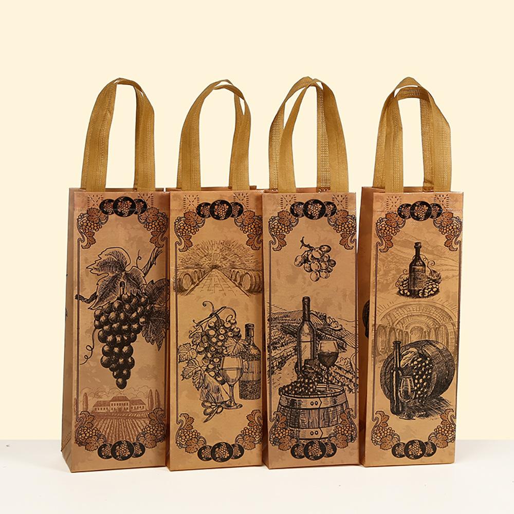 StoBag Wine Bottle Bags Gift Wrapping Bags Vintage Style Luxury Designer Bags Non Woven Packaging Bags for Sweets Party Favor