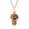 Handmade Gold Winding Crystal Tiger Stone Agate Small Mushroom Pendant Necklace Jewelry N588
