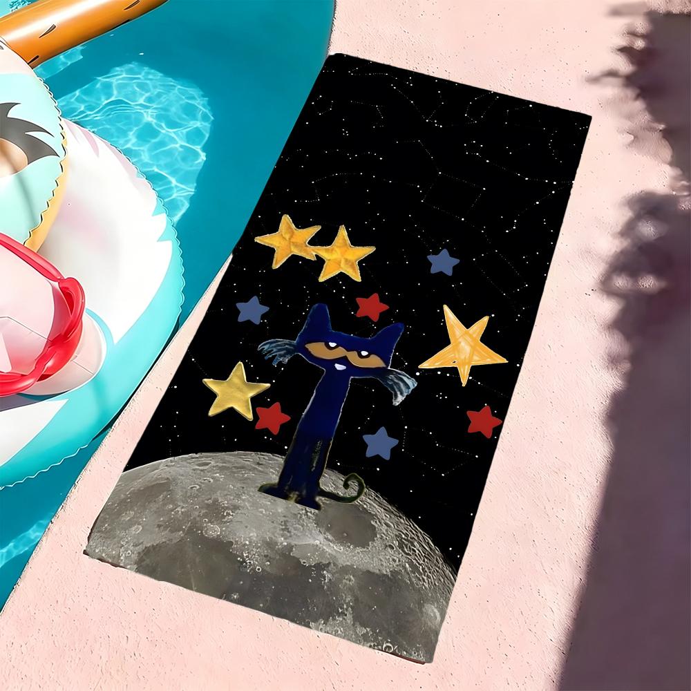 P-Pete The Cat-S Towel Microfiber Beach Towel, Quick-Dry, Sand-Free, Ultra-Fine Fiber, Super Soft.