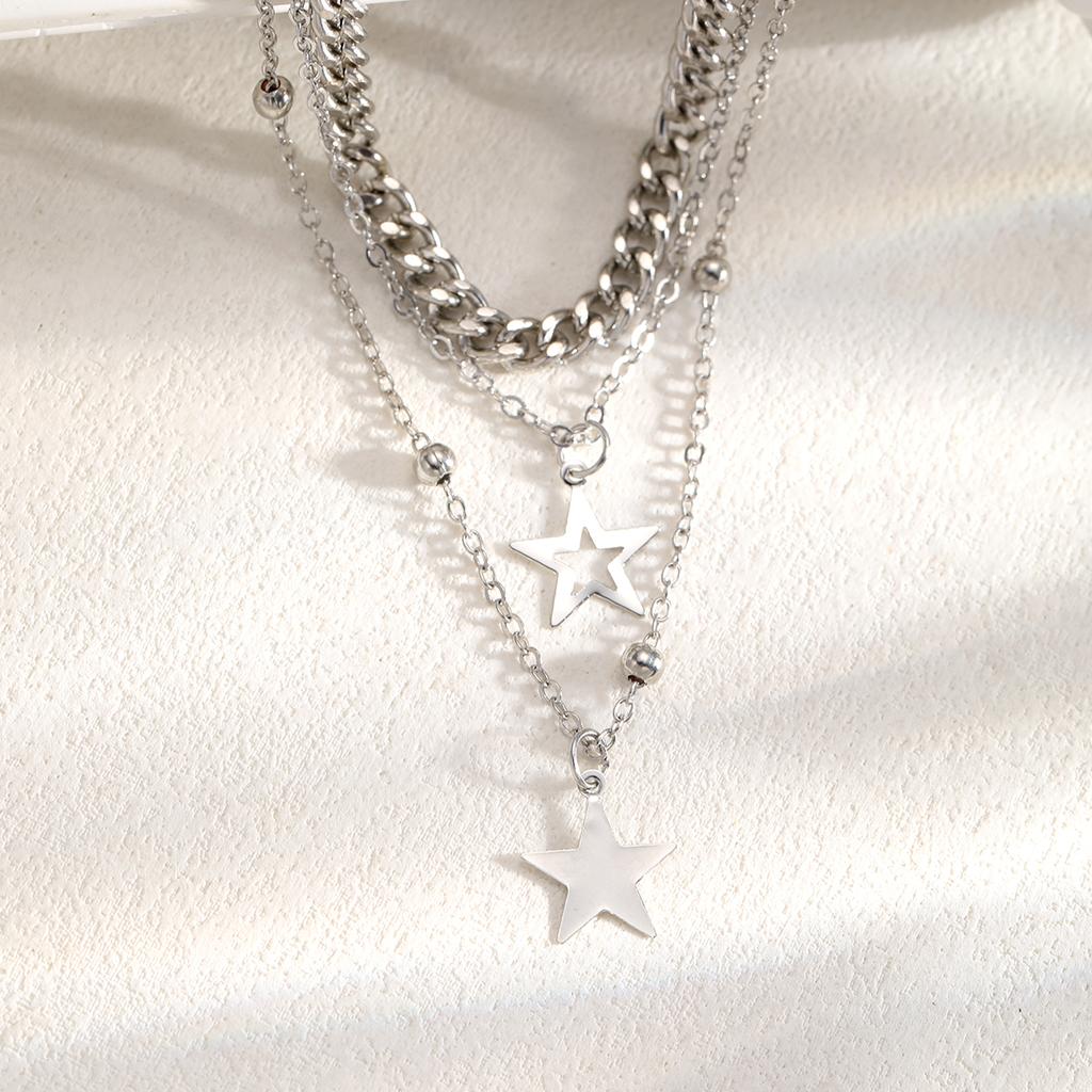 9 Pcs Simple Choker Necklaces for Women Fashion Love Heart Star Pendant Layered Necklace Jewelry Gift European and American