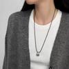 Jinruixi Minimalist Cold Style Glossy Metal Water Drop Black Leather Necklace for Women - Autumn Sweater Chain.