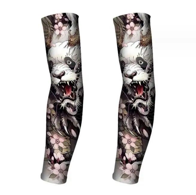 

Татуированные ледяные рукава Цветочный рукав Бесшовный ледяной шелк Солнцезащитный рукав Рукав Защита рук для езды на велосипеде на открытом воздухе XL