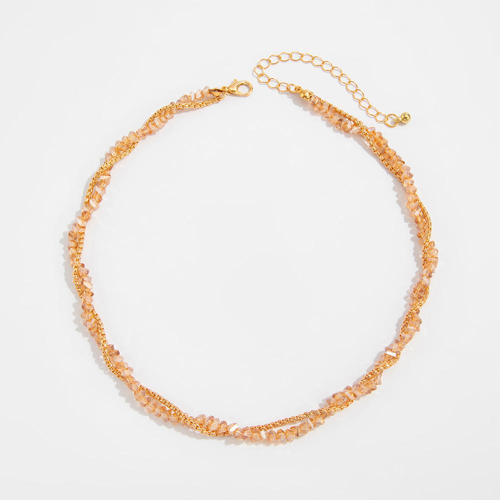 Double Layered Wrapped Necklace For Women Boho Geometric Transparent Crystal Chain Jewelry Valentine's Gift N521