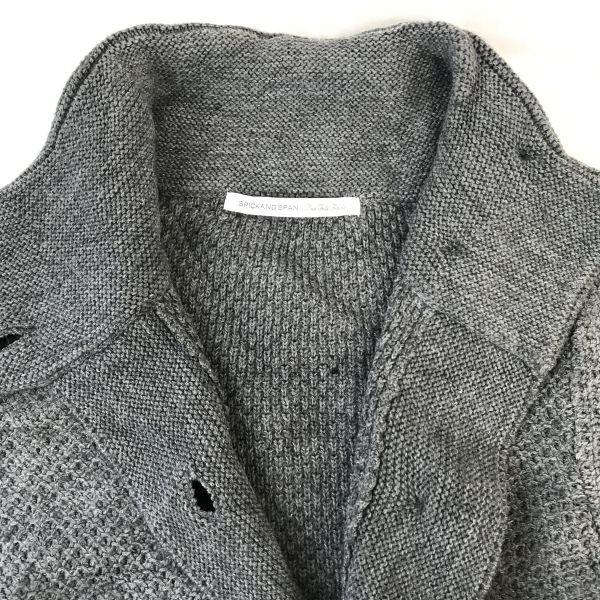 SPICK AND SPAN Knit Long Coat Women M Gray High Neck Cardigan Style(USED)