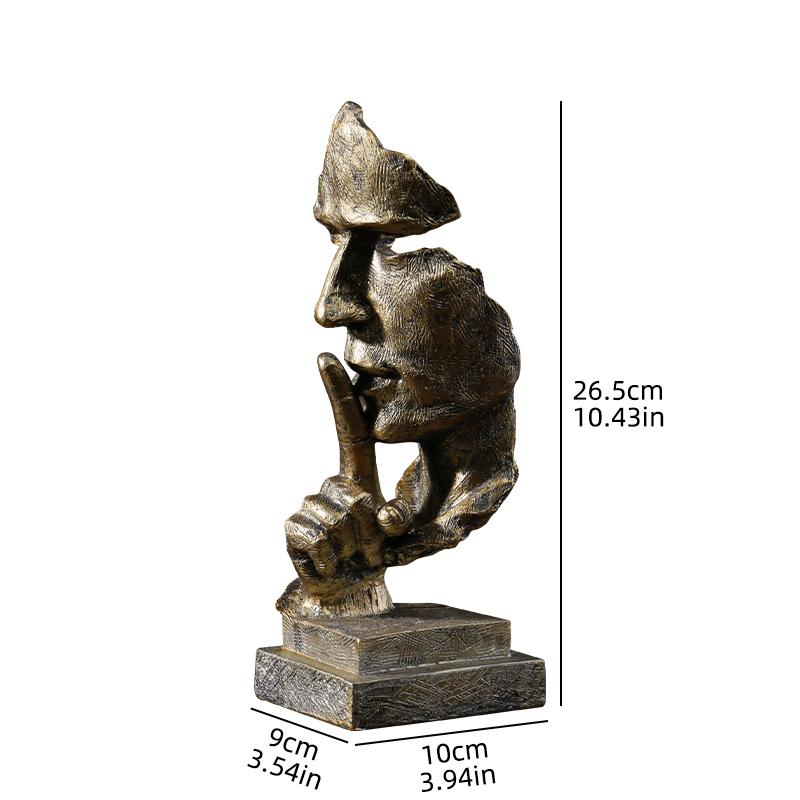 Nordic “Silence Is Golden” Resin Craft Sculpture, Creative Decorative Piece for Home, Bedroom, Living Room, and Office