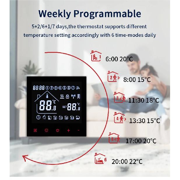 Tuya WiFi Smart Thermostat LCD Display Touch Screen Electric Floor Heating Water/Gas Temperature Controller With Alexa Alice