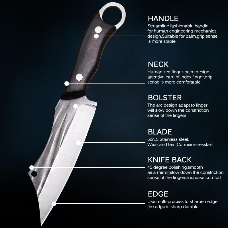 2Pcs Kitchen Chef Knife Set Stainless Steel Utility Knife Boning Knife Cooking Knife Fish Slicing Cutting Knife Outdoor Survival