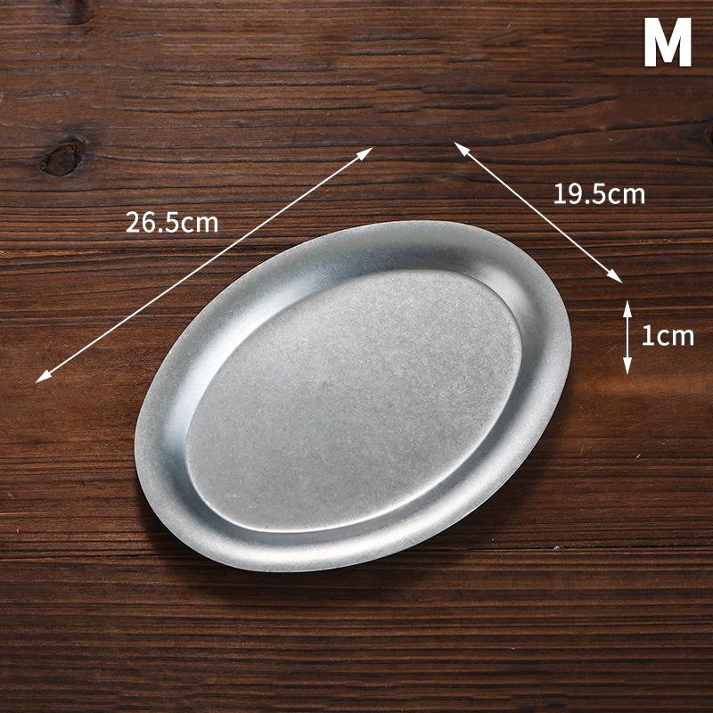

1 шт. Японская винтажная овальная тарелка из нержавеющей стали 304 для ресторана, поднос для десерта, кухонная посуда M