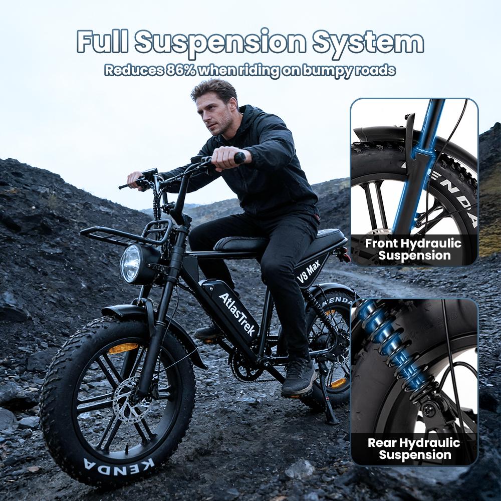 Aairsk Elektrische Fiets voor Volwassenen, 20x4" Dikke Banden, 48V 15Ah Verwijderbare Batterij, 25km/u E-Mountainbike NFC