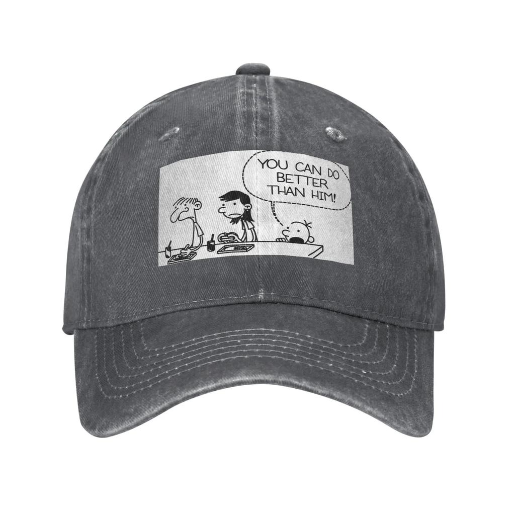 Gregs Tagebuch Du kannst es besser als er Denim Stoff Kappe Lässige Baseballkappen Verstellbarer Hut Sommer Unisex Baseballkappen