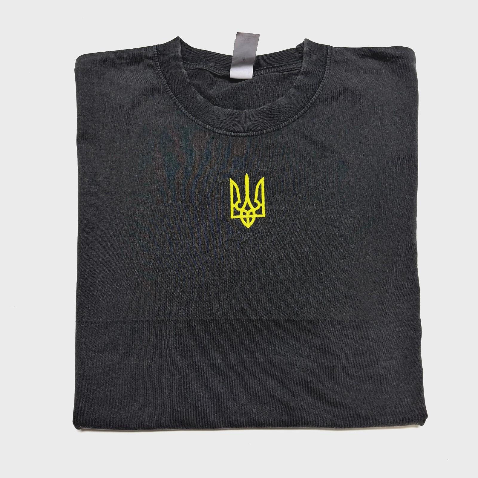 Ukraine Embroidered Vintage Black Ukrainian Volodymyr Zelenskyy Golden Trident XL