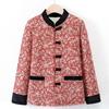 Elegant Chinese-Style Cotton Jacket for Middle-Aged Women: Stand Collar & Frog Buttons, Perfect for Autumn/Winter.