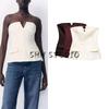 25 Spring New Women's Clothing Fashion Wind Strapless Design Straight Collar Waist Trimming Short Tube Top Tops 4661011