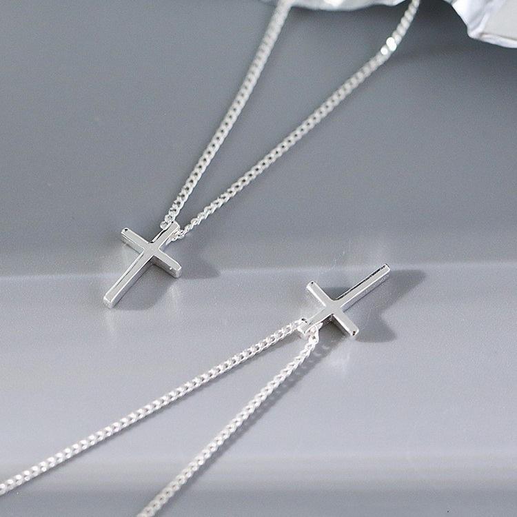 Collar Minimalista con Colgante de Cruz de Plata S925 para Mujer