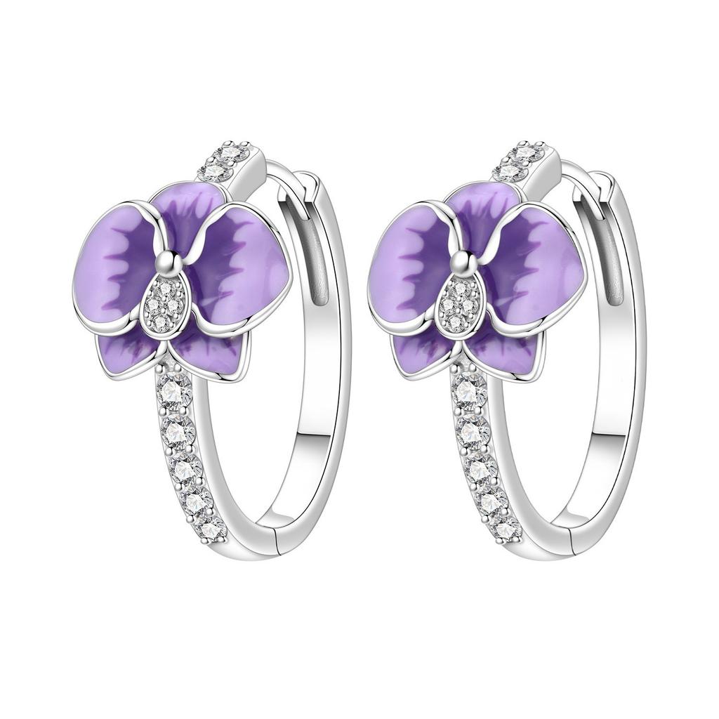 Elegant Orchid And Tulip Floral Hoop Earrings For Women Sophisticated Botanical Design Dainty Jewelry Gift
