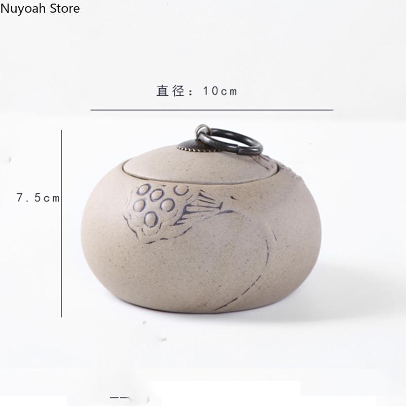 Tea Caddy Ceramic Purple Clay Stoneware Big and Small Tea Sealed Pot Pu'er Tea Storage Box Tea Table Decoration Accessories