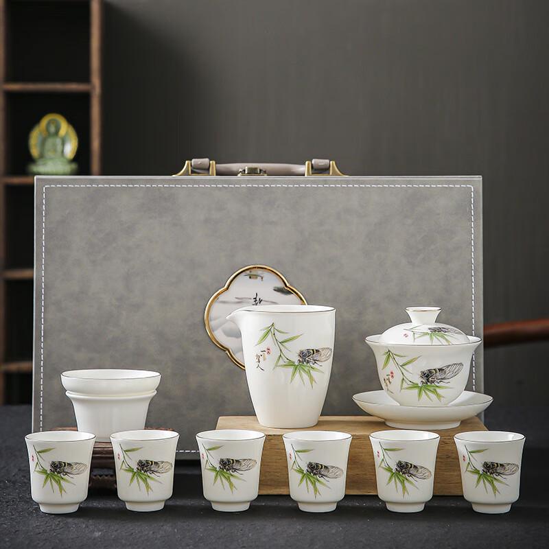 Changbaosen Mutton Fat Jade White Porcelain Tea Set