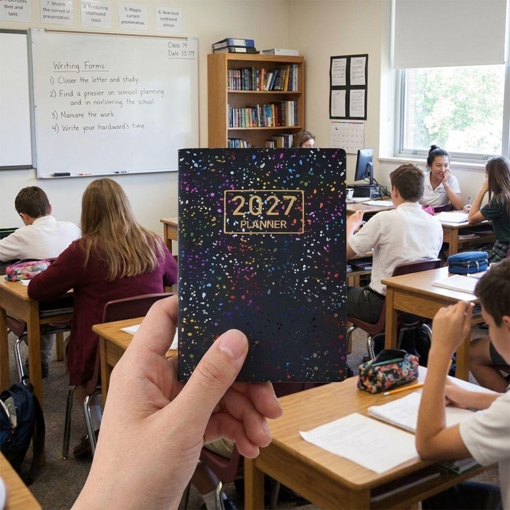64 Sheets 2027 Agenda Book Leather Cover Pocket Planner Diary Book English Plan Book  Personal Time