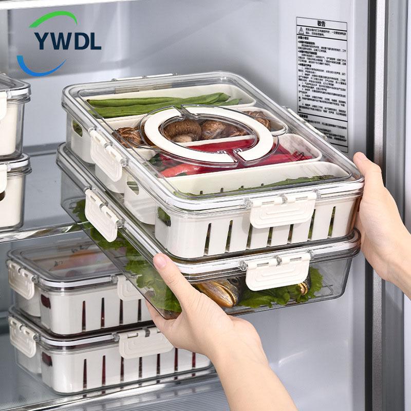 

Разделенный поднос для сервировки, контейнер для хранения продуктов в холодильнике, контейнер для овощей и фруктов с крышкой, переносная свежая закуска ONE SIZE белый