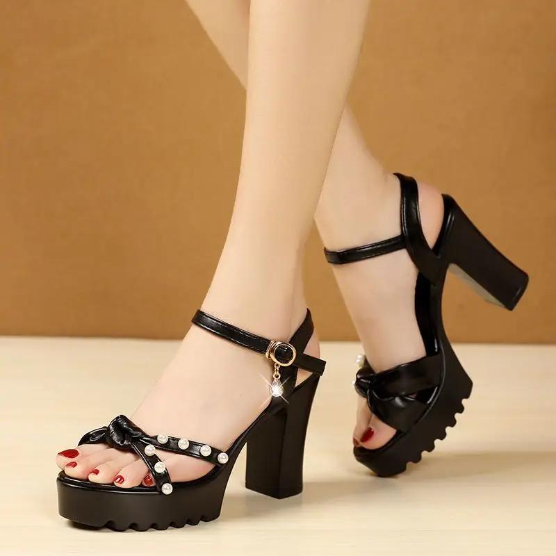 Fashion Buckles Super-high Heel Sandals for Women Summer Sale Original Vintage Chic and Elegant Korea Footwear 2025 Trend On Woman Shoes