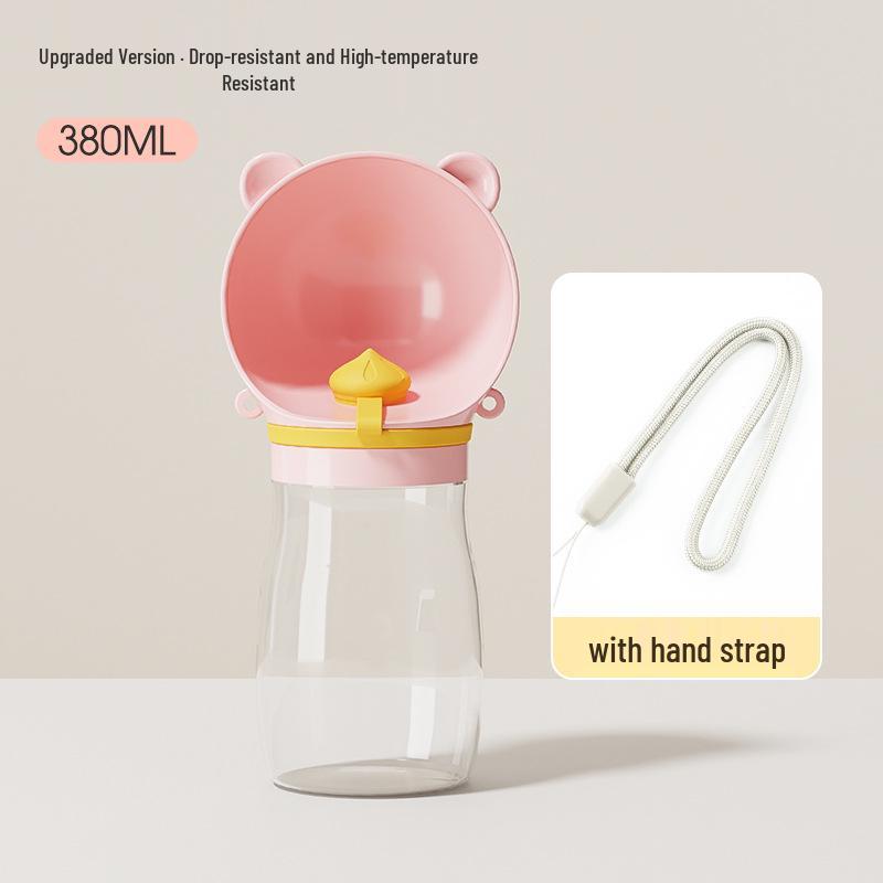 Portable Cute Bear Head Pet Water and Food Dispenser for Outdoor Travel