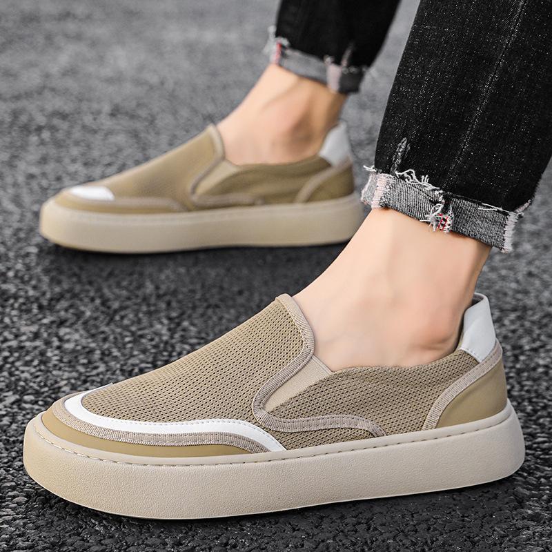Men's shoes spring and summer mesh breathable lazy one pedal casual sports shoes men's foot cover thick-soled travel board shoes