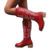 Vintage Embroidered Martin Boots Women's Summer Red Heel Boots Knight Boots Short Boots Western Cowboy Boots-3