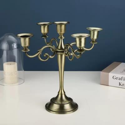 Metal Candle Holder Retro 5 Arms Candle Holder Hotel Home Furnishings Dinner Romantic Antique Candlestick Originality Home Decor