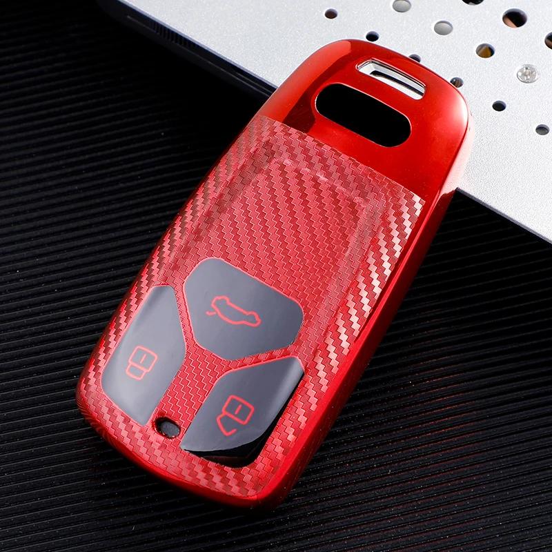 

Carbon Fiber TPU Car Smart Key Case Cover for A1 A4 A5 A6 A7 A8 B6 B7 B8 B9 TT 8S Q3 Q5 Q7 S5 Protection Holder Shell Fob красный