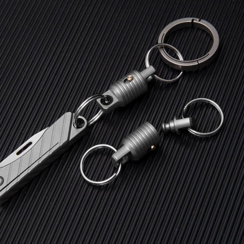 Titanium Alloy Keychain With Lock Buckle Can Rotate 360  Degree  Outdoor Edc Tools