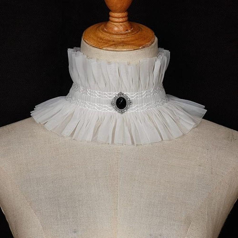 Black White Gothic Collar Victorian Style Ruffle Collar Neck Jewelry Lace Jabot Collar  Halloween