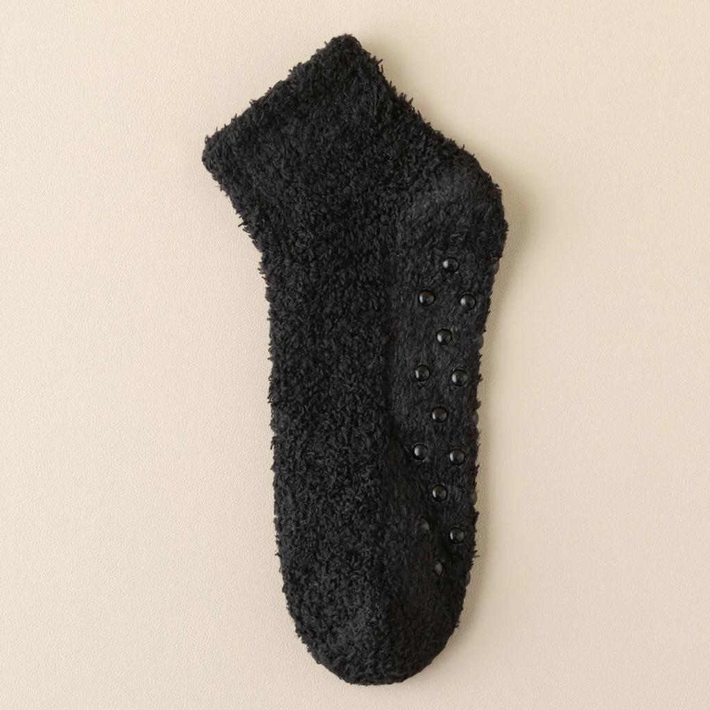 Women Thickened Plush Socks Warm Winter Soft Coral Velvet Silicone Dot Non-Slip Short Socks Indoor Cold-proof Thermal Floor Sock