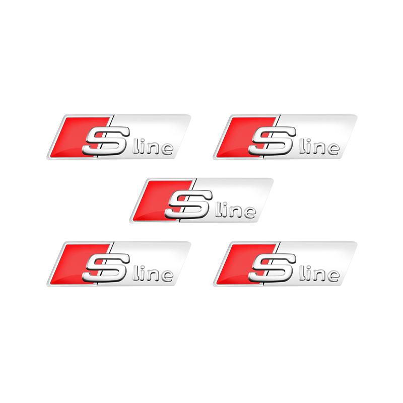 2026 2/5/10Pcs Car RS Sline Badge Steering Wheel Sticker Accessories for S1 Sline C7 A1 Q2 Q3 A4 B7 B8 B9 A3 8P 8V 8L A5 A6 C6 C5 2x