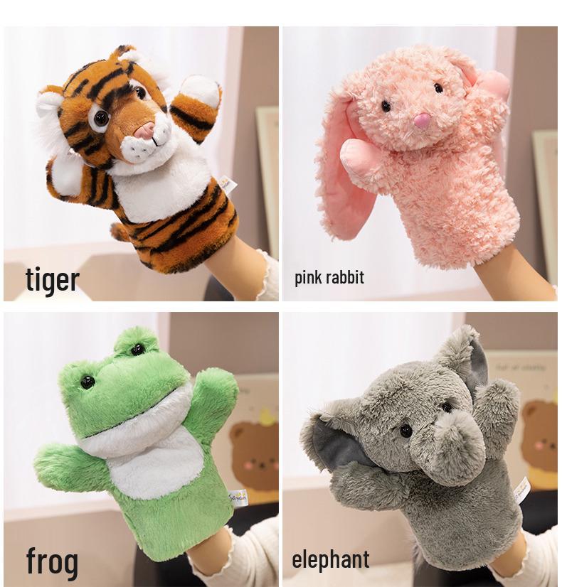 Forest Animal Hand Puppets: Tiger, Elephant, Leopard, and Lamb Figurines for Storytelling and Play