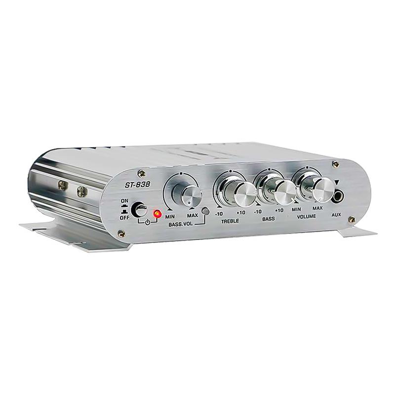 ST-838 HiFi 2.1 Channel Power Amplifier Bass and Treble Adjustment 80W*2 Stereo Bass Sound Amp Mini Media Player