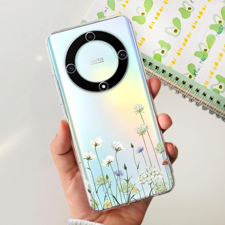 For Honor Magic 4 Lite Case ANY-LX1 ANY-LX2 ANY-LX3 Clear Cover Popular Flower Soft Silicone Funda For Honor Magic 5 6 Lite Para
