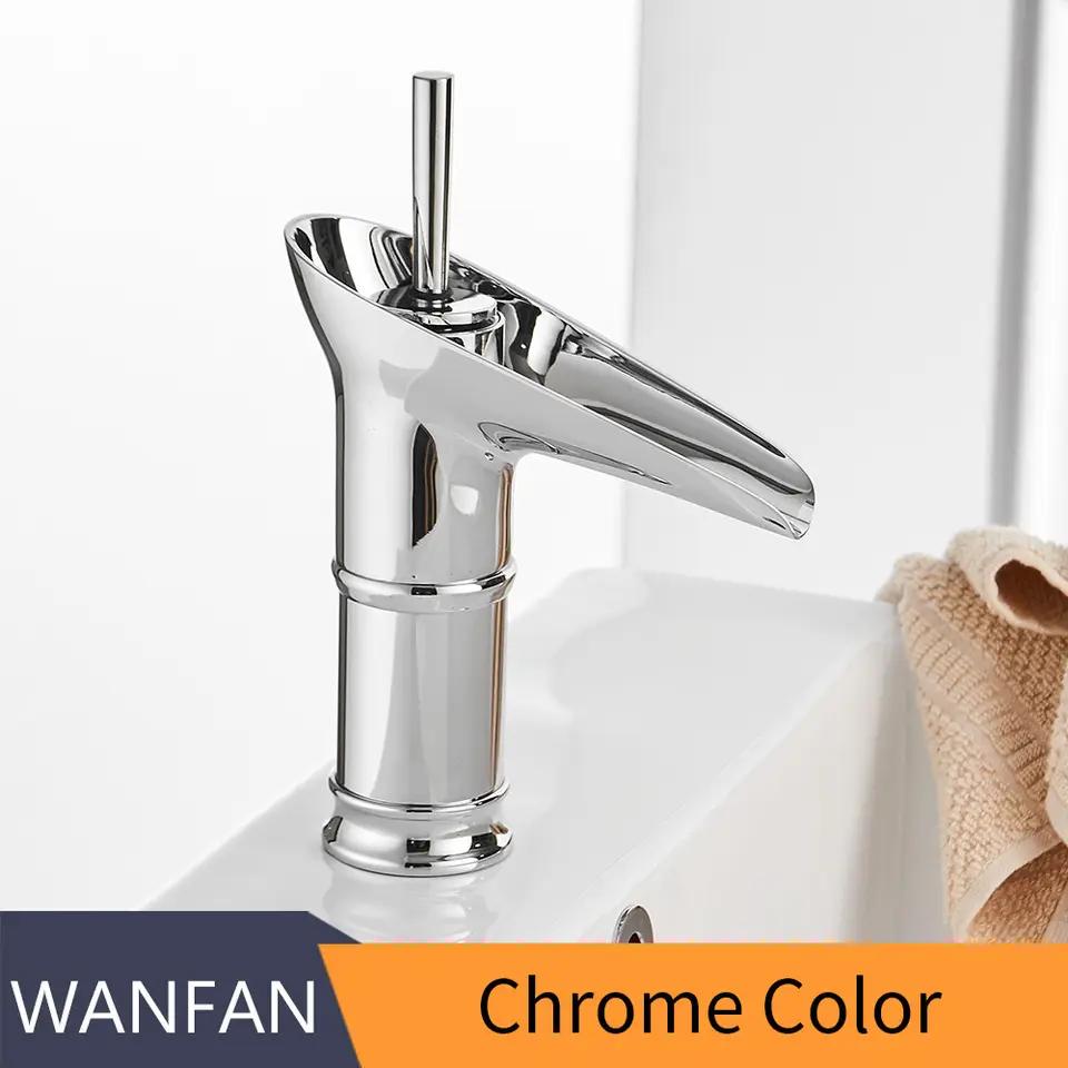 Antique Gold Brass Bamboo Single Handle Lever Bathroom Vessel Sink Basin Faucet Mixer Wine Glass Waterfall Taps (as the picture,Brass)
