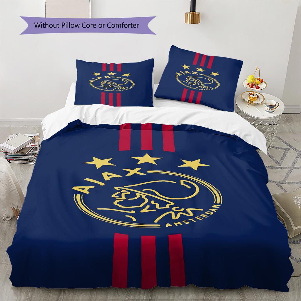 AFC Ajax Muster Bettwäscheset Bettbezug Kissenbezug Heimdeko Geschenk (1 Bettbezug + 2 Kissenbezüge, ohne Füllung)