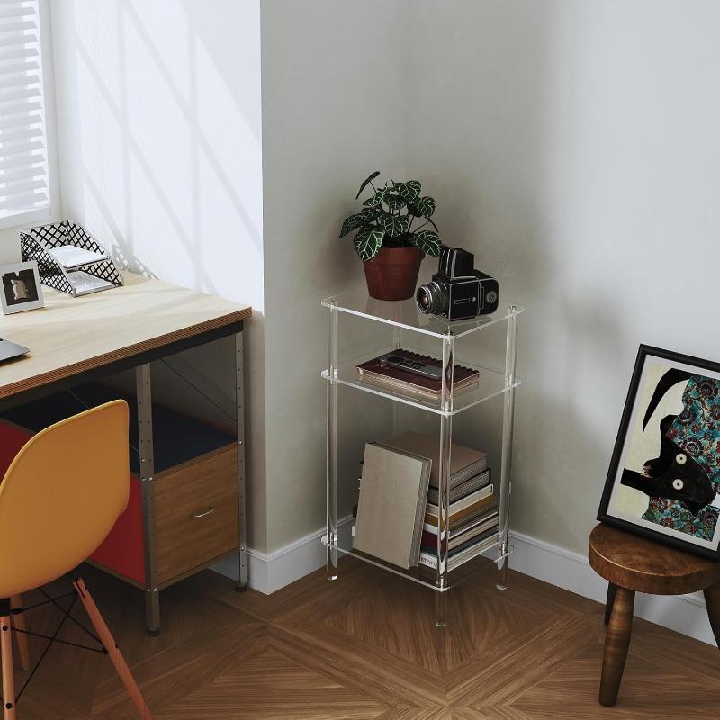 Minimalist Acrylic Small Side Table Living Room Coffee Tables Transparent Bedroom Nightstand Modern Home Storage Furniture