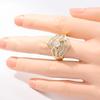 Dazzling Inlaid White CZ Women's Ring Luxury Gold Color Geometry Daily Wear Party Jewelry Anniversary Gift