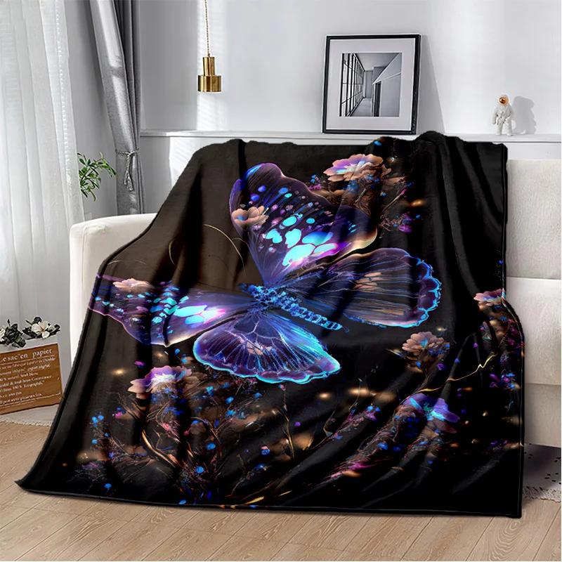 HD Fantasy Butterfly Flower Cartoon Blanket,Soft Throw Blanket for Home Bedroom Bed Sofa Picnic Travel Office Cover Blanket Kids