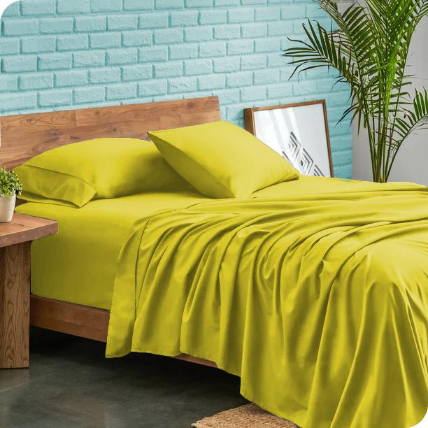 طقم مفروشات فاخر مكون من 4 قطع 600 خيط 100% قطن مصري نمط سادة بجيوب عميقة 30 سم – طقم مفروشات فائق النعومة ومتين بجيوب عميقة لجميع المقاسات